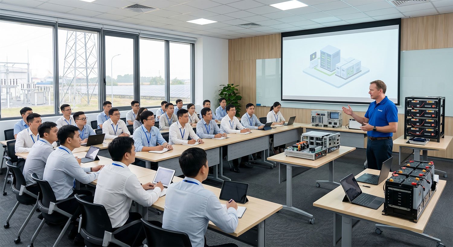 Hamec tổ chức tập huấn về công nghệ lưu trữ năng lượng BESS cho đội ngũ kỹ sư: Luôn đi đầu trong xu hướng năng lượng xanh