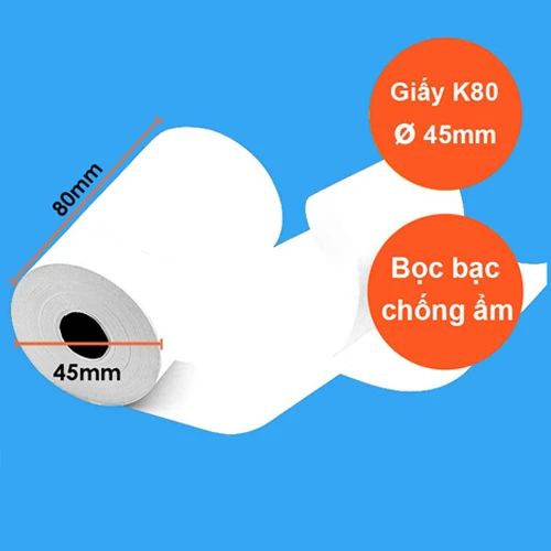 Combo 10 cuộn Giấy in bill K80 phi 45 (K80x45)