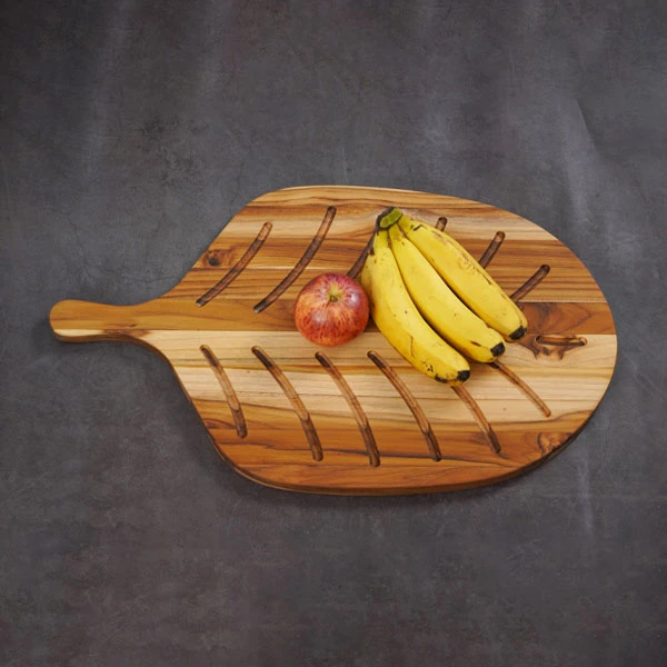 Thớt gỗ Teak hình chiếc lá 55x33x1,9 cm