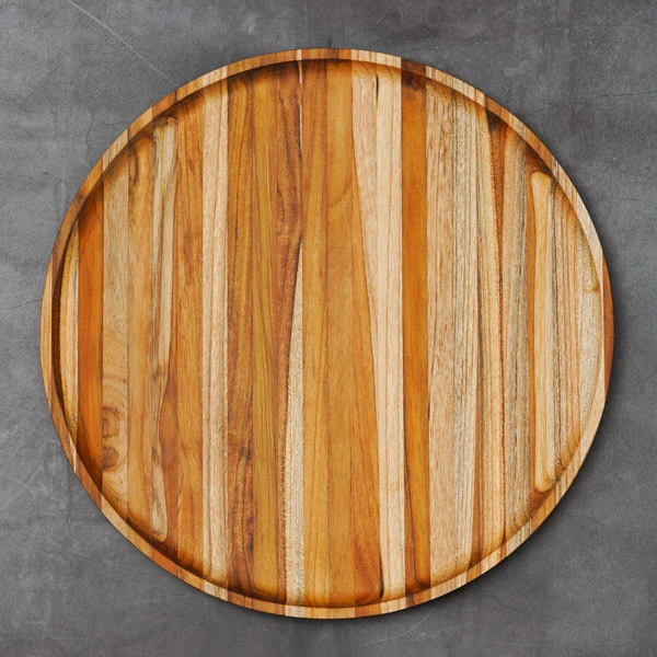 Khay gỗ Teak hình tròn 35x2 cm