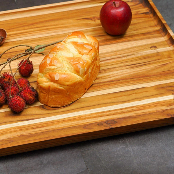 Khay gỗ Teak hình chữ nhật 61x46x3,8 cm