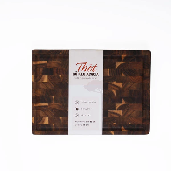 Thớt gỗ keo (Acacia) chữ nhật size 25x35x2,5cm