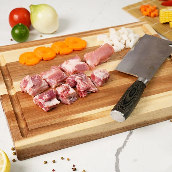 Thớt gỗ keo ghép kiểu Solid chữ nhật size 30x40x3.8cm