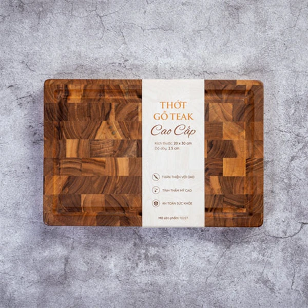 Thớt gỗ Teak hình chữ nhật 20x30x2,5 cm