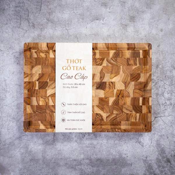 Thớt gỗ Teak hình chữ nhật 28x40x3,5 cm