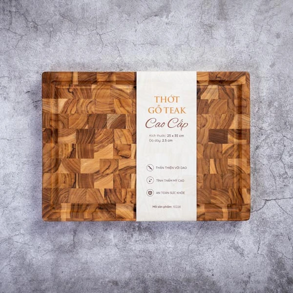 Thớt gỗ Teak hình chữ nhật 25x35x2,5 cm