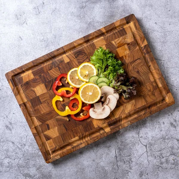 Thớt gỗ Teak ghép đầu cây hình chữ nhật 40x28x2,5 cm