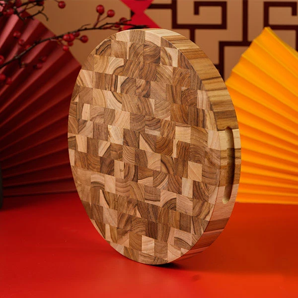 Thớt gỗ Teak hình tròn 30x30x3,5 cm