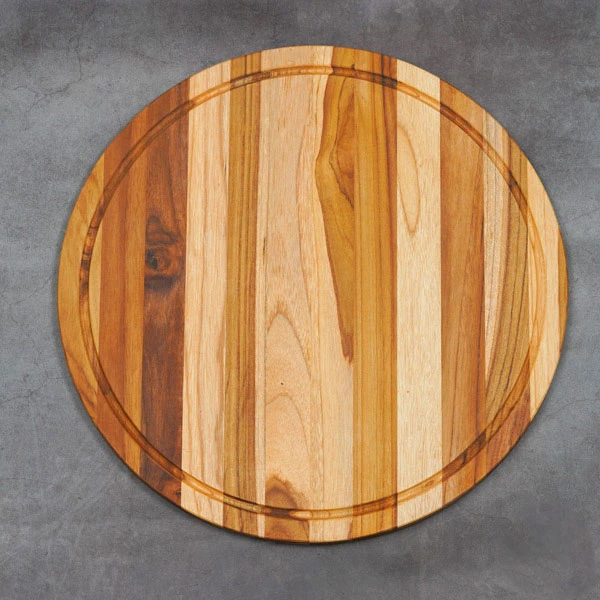 Thớt gỗ Teak hình tròn có rãnh 45x1,4 cm
