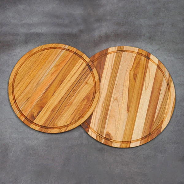 Thớt gỗ Teak hình tròn có rãnh 45x1,4 cm