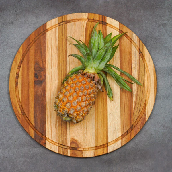 Thớt gỗ Teak hình tròn có rãnh 45x1,4 cm