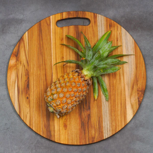 Thớt gỗ Teak hình tròn có tay nắm 45x1,4 cm