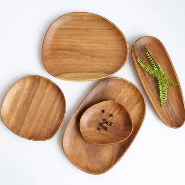 Bộ khay và đĩa gỗ 2