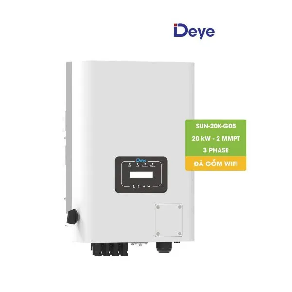 Biến tần hòa lưới bám tải DEYE 3 pha, 20 kW, 2 MMPT, model SUN-20K-G05