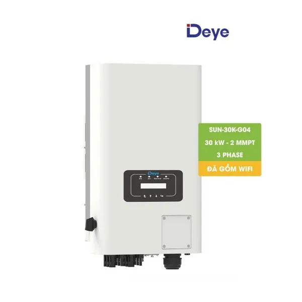 Biến tần hòa lưới bám tải DEYE 3 pha, 30 kW, 2 MMPT, model SUN-30K-G04