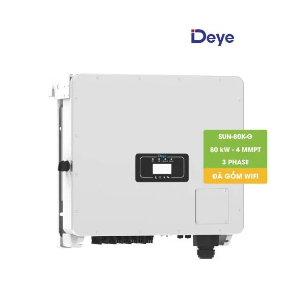 Biến tần hoà lưới bám tải DEYE 3 pha, 80 kW, 4 MMPT, model SUN-80K-G04P3-EU-AM4